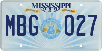 MS license plate MBG027