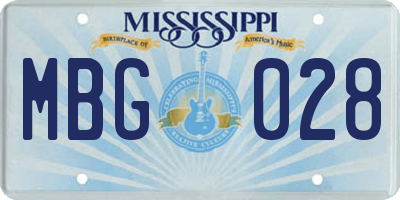 MS license plate MBG028