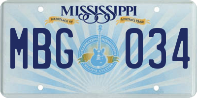 MS license plate MBG034