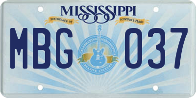 MS license plate MBG037