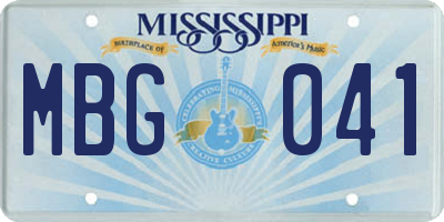 MS license plate MBG041