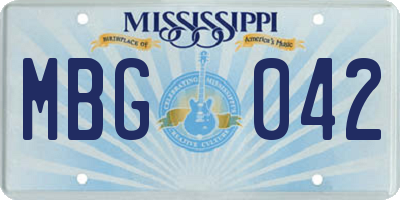MS license plate MBG042