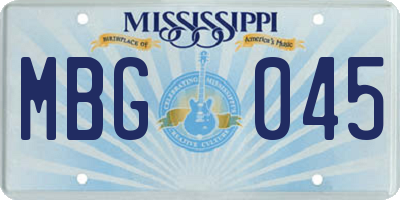 MS license plate MBG045