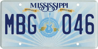 MS license plate MBG046