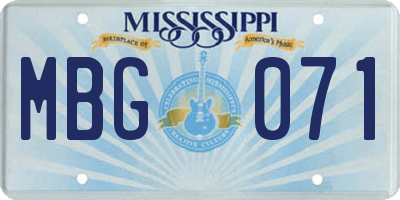 MS license plate MBG071