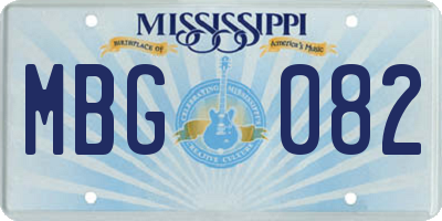 MS license plate MBG082