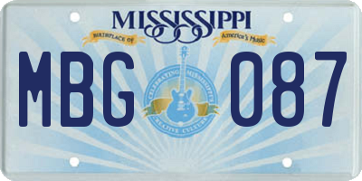 MS license plate MBG087