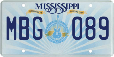 MS license plate MBG089