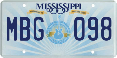 MS license plate MBG098