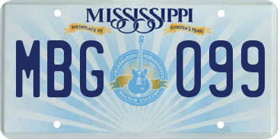 MS license plate MBG099