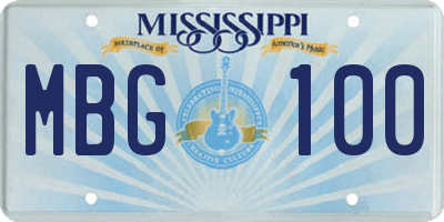 MS license plate MBG100