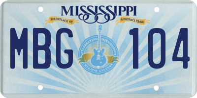 MS license plate MBG104