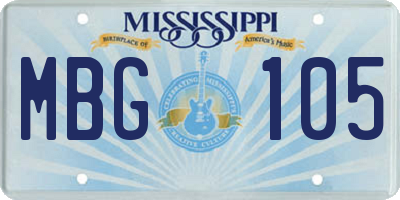 MS license plate MBG105