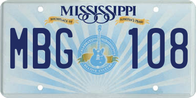 MS license plate MBG108