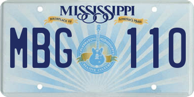 MS license plate MBG110