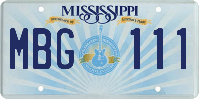 MS license plate MBG111