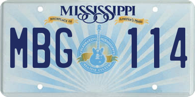 MS license plate MBG114