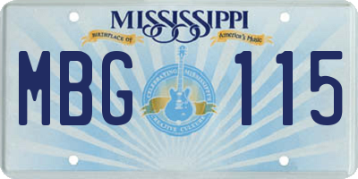 MS license plate MBG115