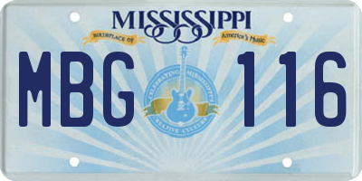 MS license plate MBG116