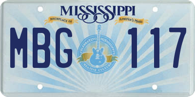 MS license plate MBG117