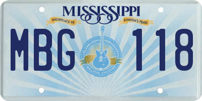 MS license plate MBG118