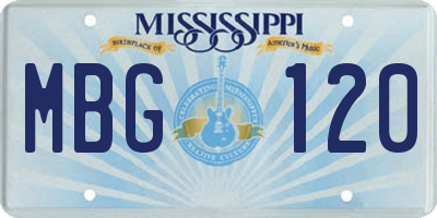 MS license plate MBG120