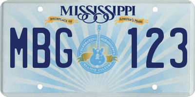 MS license plate MBG123