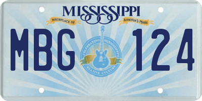MS license plate MBG124