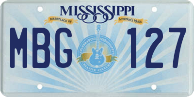 MS license plate MBG127