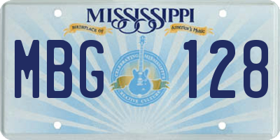 MS license plate MBG128