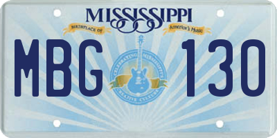 MS license plate MBG130