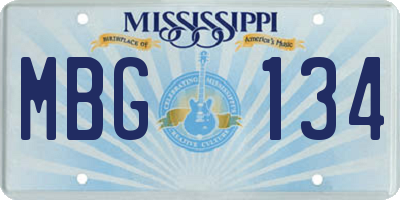 MS license plate MBG134