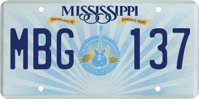 MS license plate MBG137