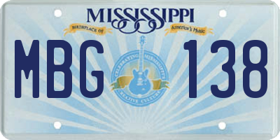 MS license plate MBG138