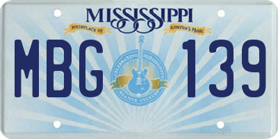 MS license plate MBG139