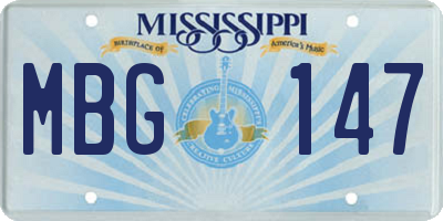MS license plate MBG147