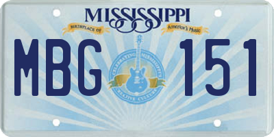 MS license plate MBG151