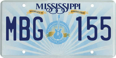 MS license plate MBG155