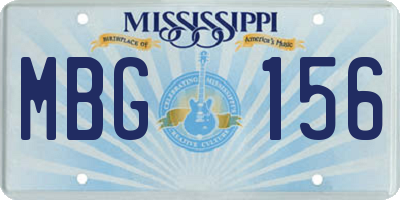 MS license plate MBG156