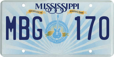 MS license plate MBG170