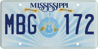 MS license plate MBG172