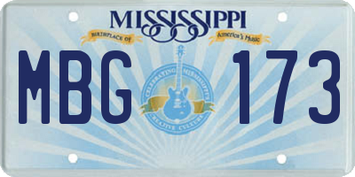 MS license plate MBG173