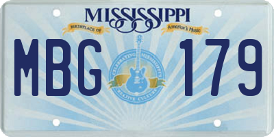 MS license plate MBG179