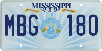 MS license plate MBG180