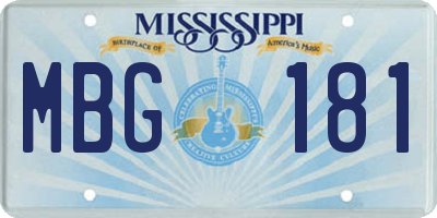 MS license plate MBG181