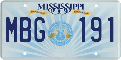 MS license plate MBG191