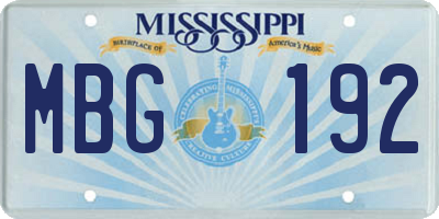 MS license plate MBG192