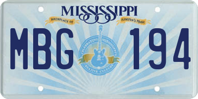 MS license plate MBG194