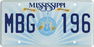 MS license plate MBG196
