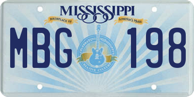 MS license plate MBG198